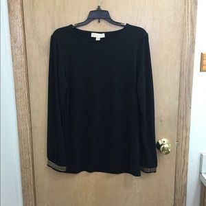 Michael Kors Studded Long Sleeve Elegant Black Top